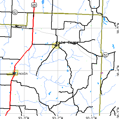 Zip code 65325 close-up map