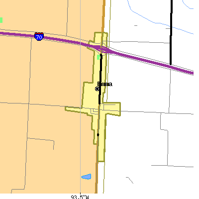 Zip code 65327 close-up map