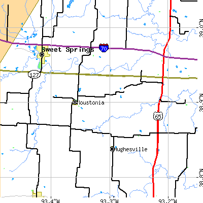 Zip code 65333 close-up map