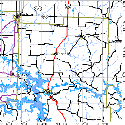 Zip code 65338 close-up map