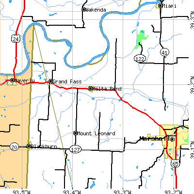 Zip code 65339 close-up map