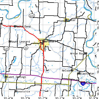 Zip code 65340 close-up map