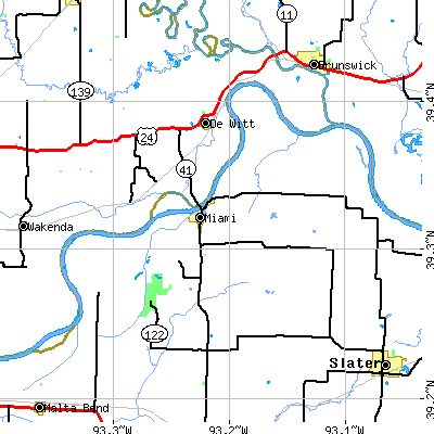 Zip code 65344 close-up map