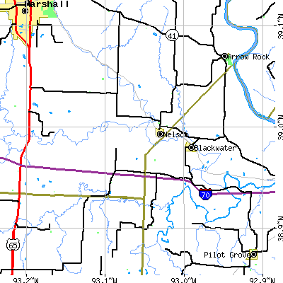 Zip code 65347 close-up map
