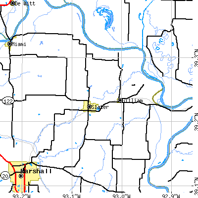 Zip code 65349 close-up map