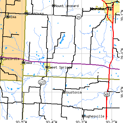 Zip code 65351 close-up map