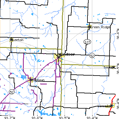 Zip code 65360 close-up map