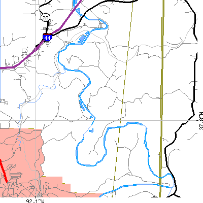 Zip code 65457 close-up map