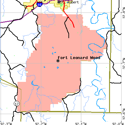 Zip code 65473 close-up map