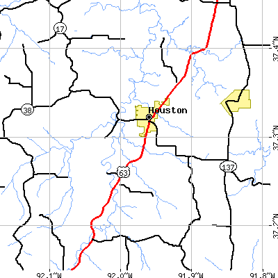 Zip code 65483 close-up map