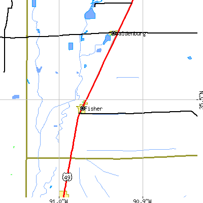Zip code 72429 close-up map