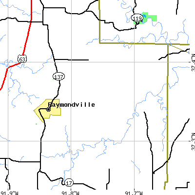Zip code 65555 close-up map