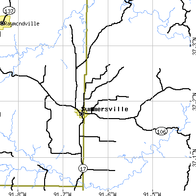 Zip code 65571 close-up map