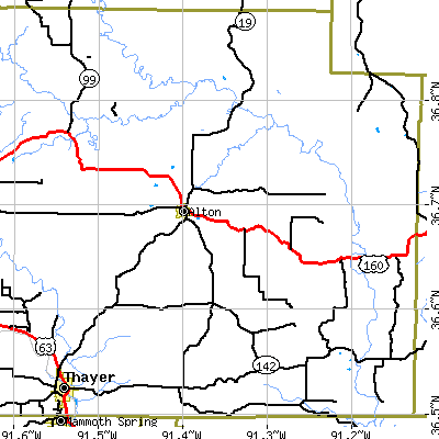 Zip code 65606 close-up map
