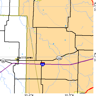 Zip code 65612 close-up map