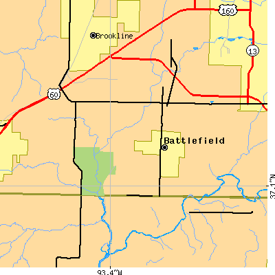 Zip code 65619 close-up map