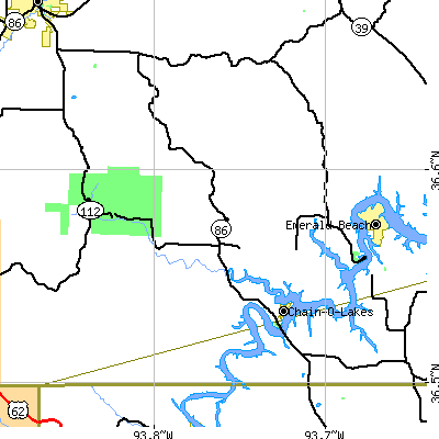 Zip code 65641 close-up map