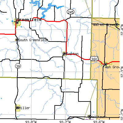 Zip code 65646 close-up map