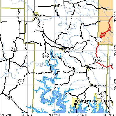 Zip code 65656 close-up map