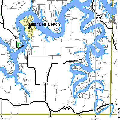 Zip code 65658 close-up map
