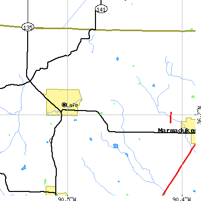 Zip code 72436 close-up map