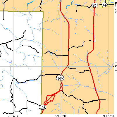 Zip code 65669 close-up map