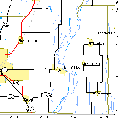 Zip code 72437 close-up map
