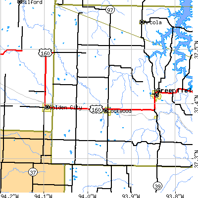 Zip code 65682 close-up map
