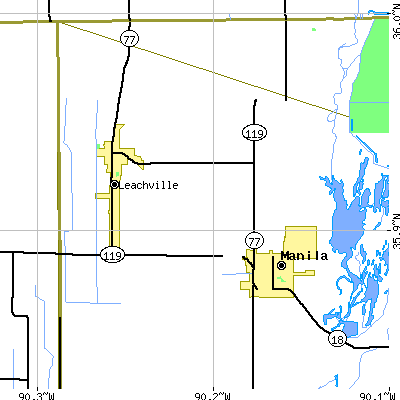 Zip code 72438 close-up map