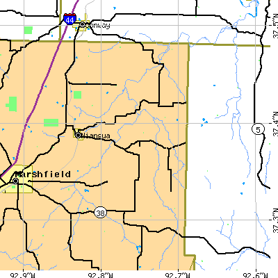 Zip code 65713 close-up map