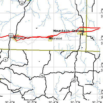 Zip code 65717 close-up map