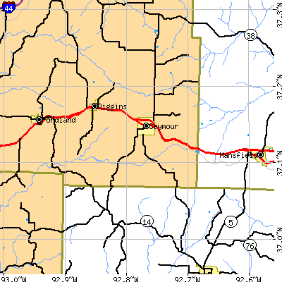 Zip code 65746 close-up map