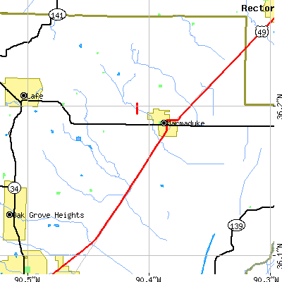 Zip code 72443 close-up map