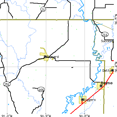 Zip code 72444 close-up map