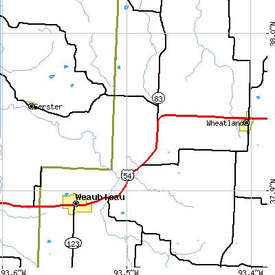 Zip code 65774 close-up map