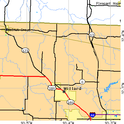 Zip code 65781 close-up map