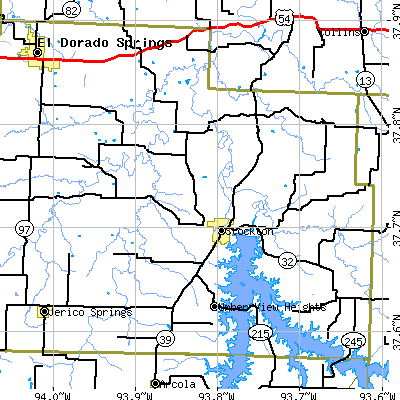 Zip code 65785 close-up map