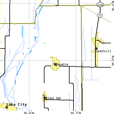 Zip code 72447 close-up map