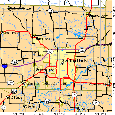 Zip code 65802 close-up map