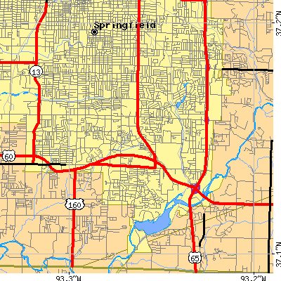 Zip code 65804 close-up map