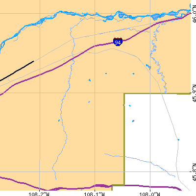 Zip code 59006 close-up map