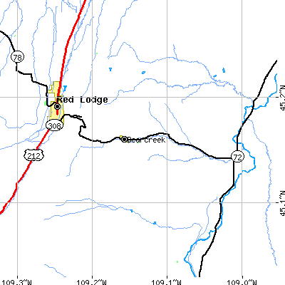 Zip code 59007 close-up map