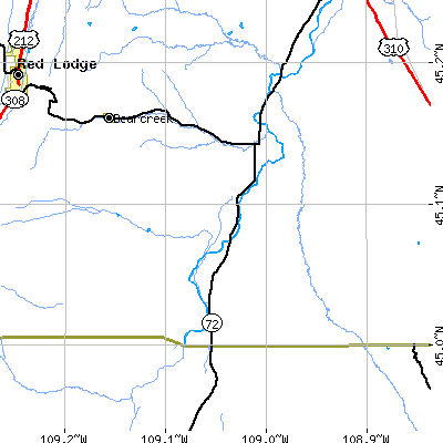 Zip code 59008 close-up map