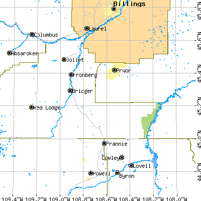 Zip code 59014 close-up map