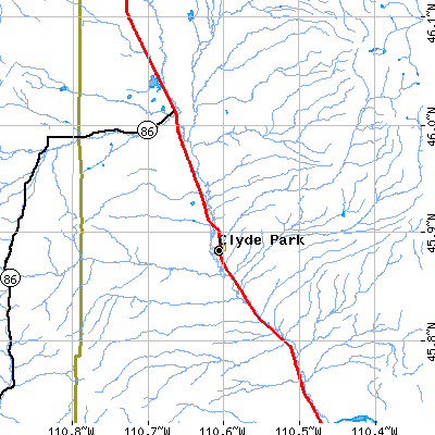 Zip code 59018 close-up map