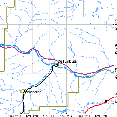 Zip code 59019 close-up map