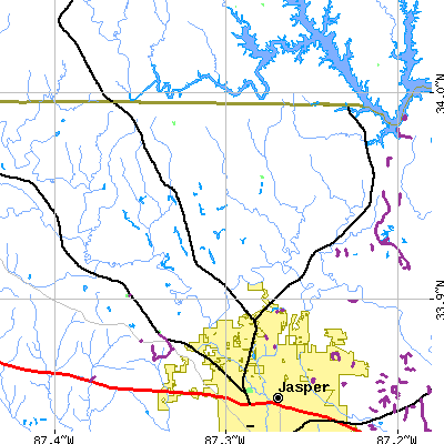 Zip code 35503 close-up map