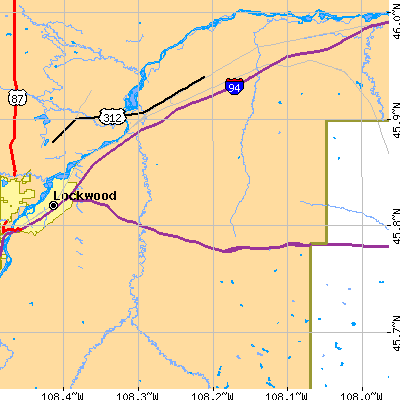Zip code 59037 close-up map