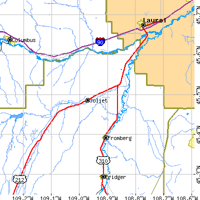 Zip code 59041 close-up map