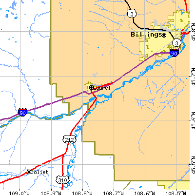 Zip code 59044 close-up map